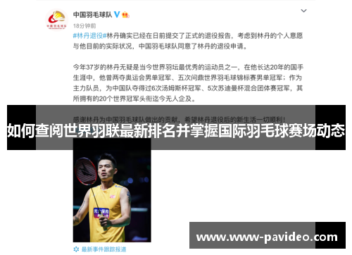 如何查阅世界羽联最新排名并掌握国际羽毛球赛场动态
